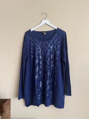 Bob Mackie Wearable Art Sequined Sweater Size 1X